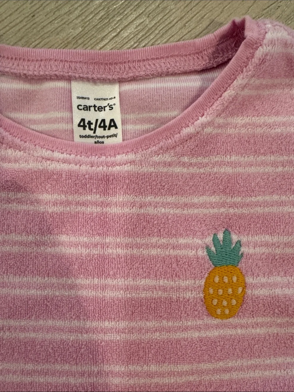 Carter's Pink & White Striped Pineapple Appliqué Terry Cover-up Set